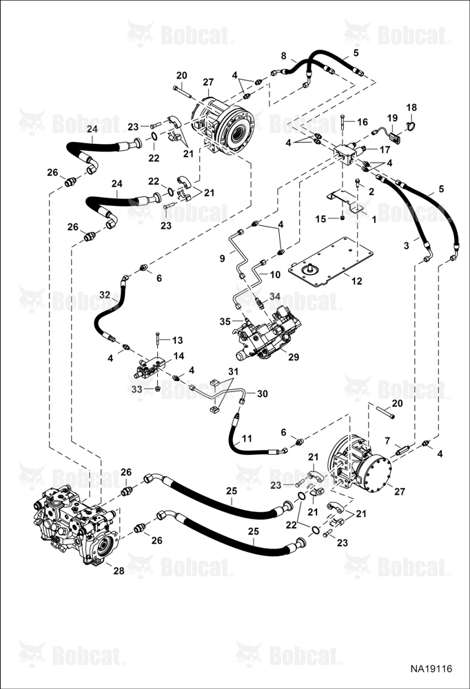 Hydrostatic Circuitry (2-Speed Motor) (Selectable Joystick Controls)