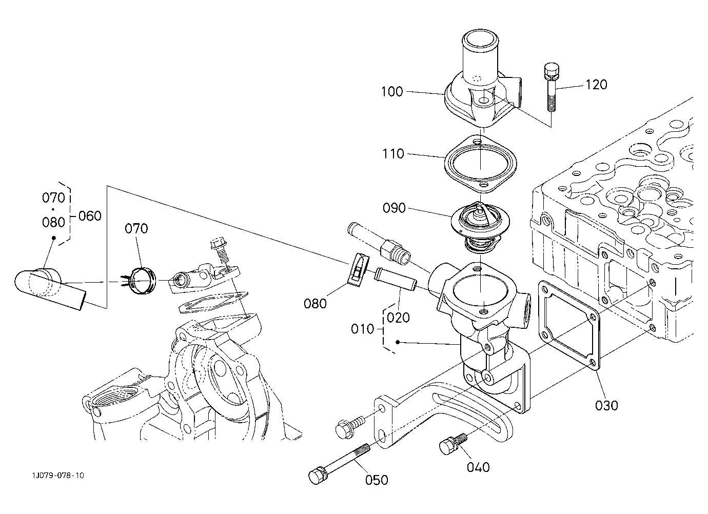 Water Flange And Thermostat