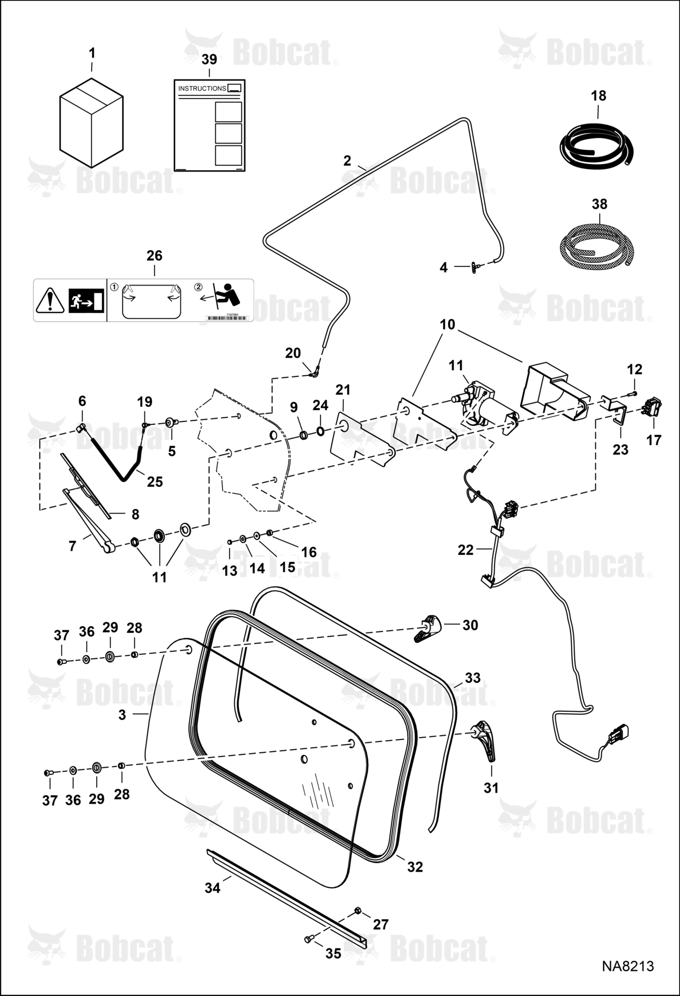 Rear Wiper Kit (666 x 379 mm (26.2 x 14.92") CAB Opening)