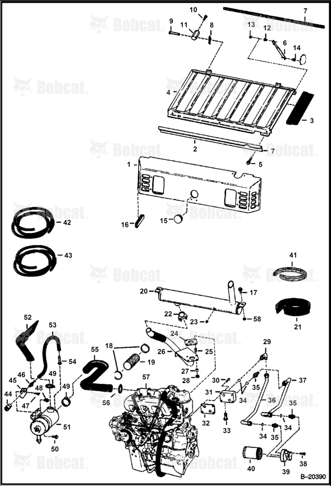 Engine & Attaching Parts (Air Cleaner, Muffler & Grill) (W/O B.O.S.S Option)