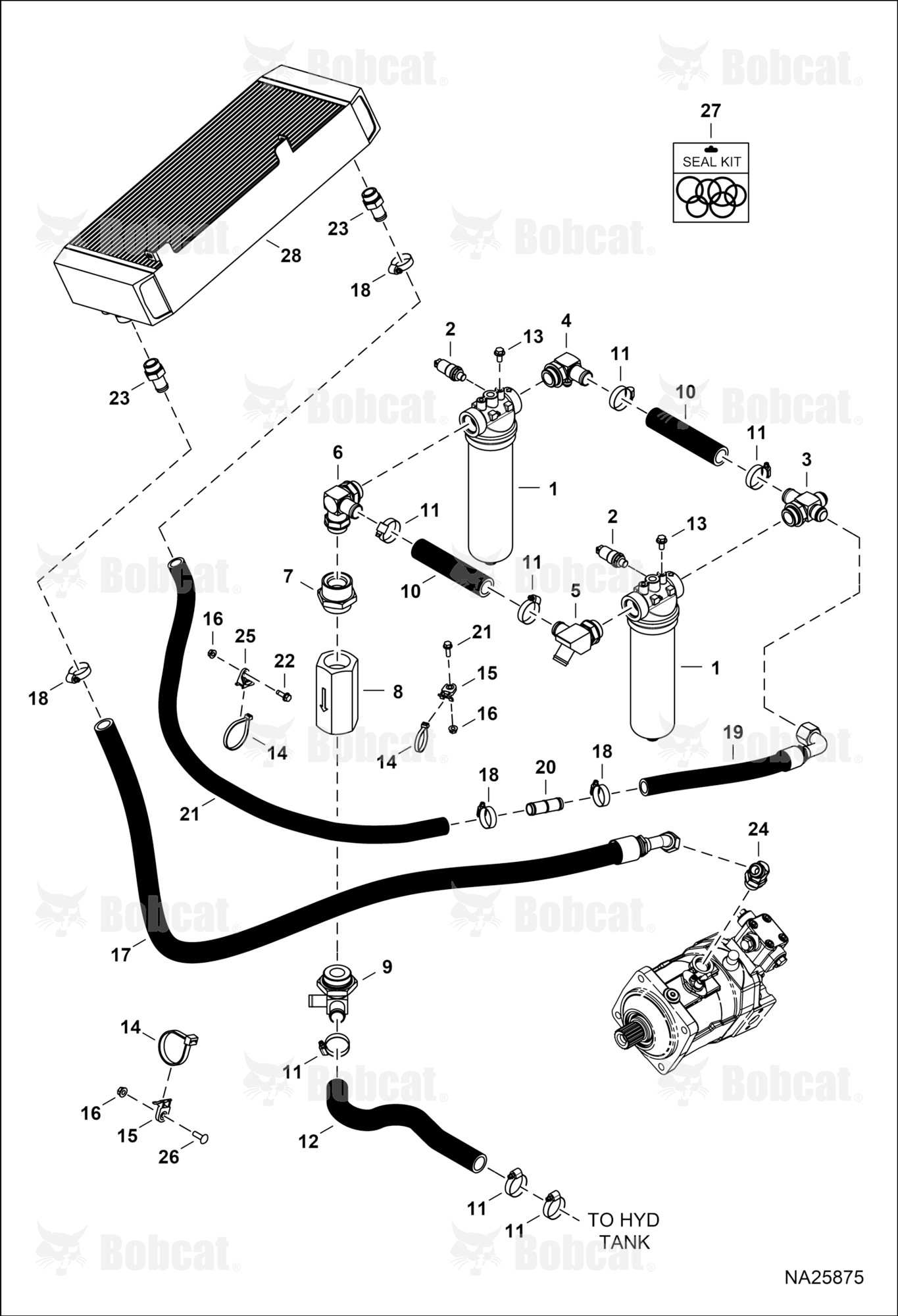 Hydrostatic Circuitry (Oil Cooling & Filtration)  B69B11001 & Above