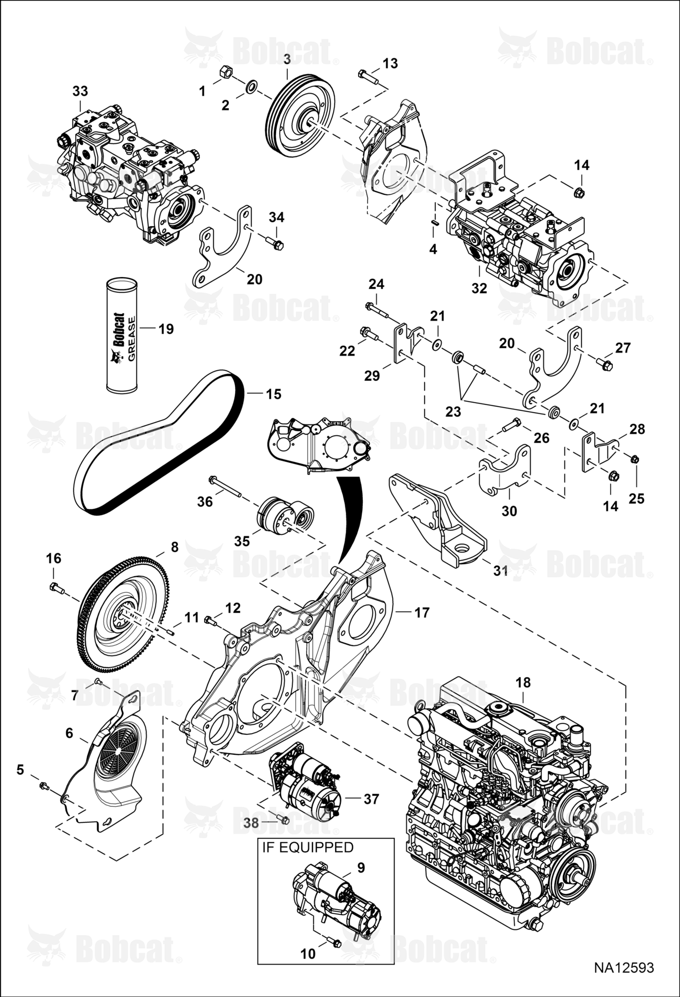 Engine & Attaching Parts (Belt Drive System)  AV9V12535 & Above