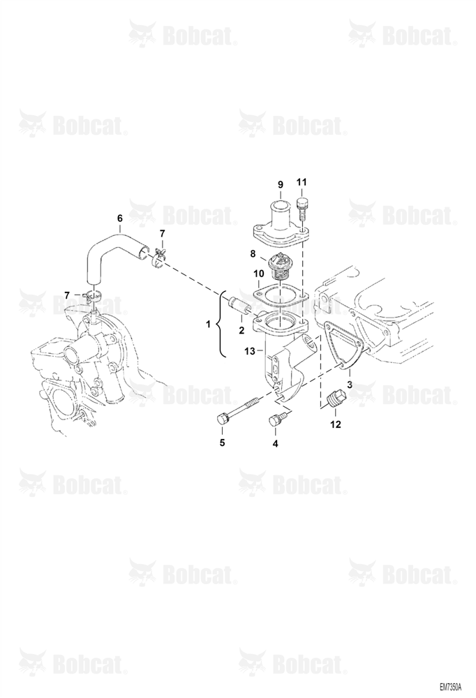 Water Flange and Thermostat (Engine S/N 4JC0001 & Above)