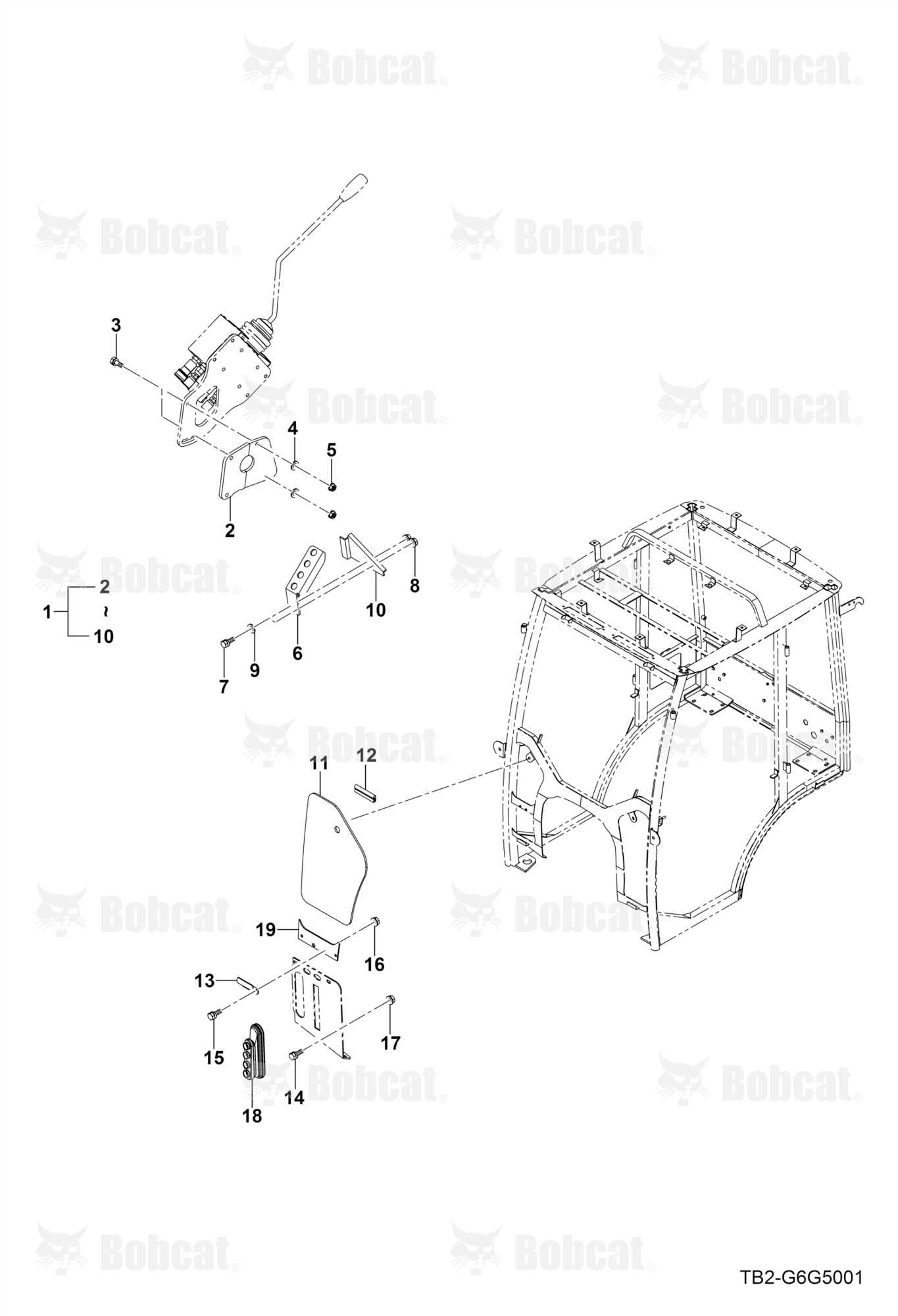 Joystick Mount Group (Cab) (Joystick Mount) (Lower Glass)