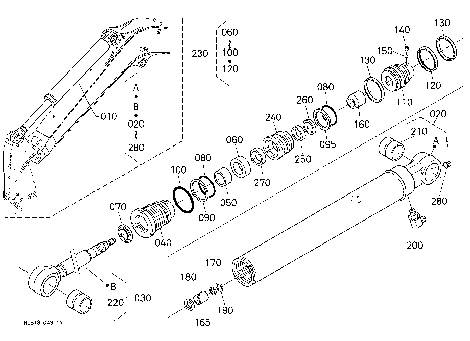 Arm Cylinder And Component Parts