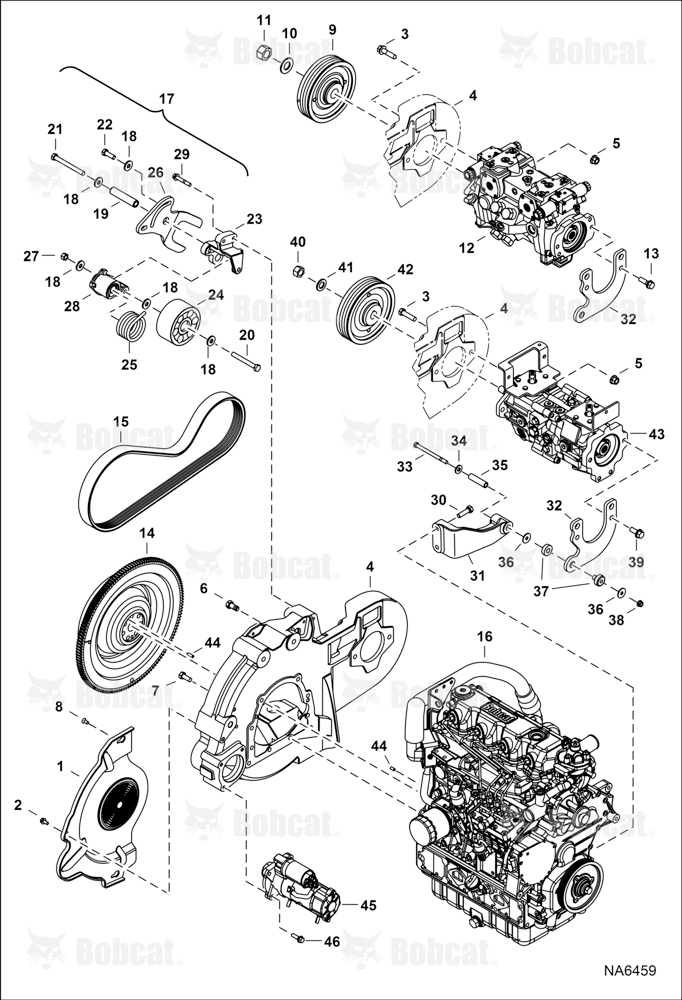 Engine & Attaching Parts (Belt Drive) ASRV11385 & Above