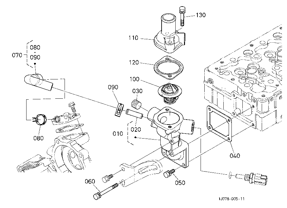 Water Flange And Thermostat