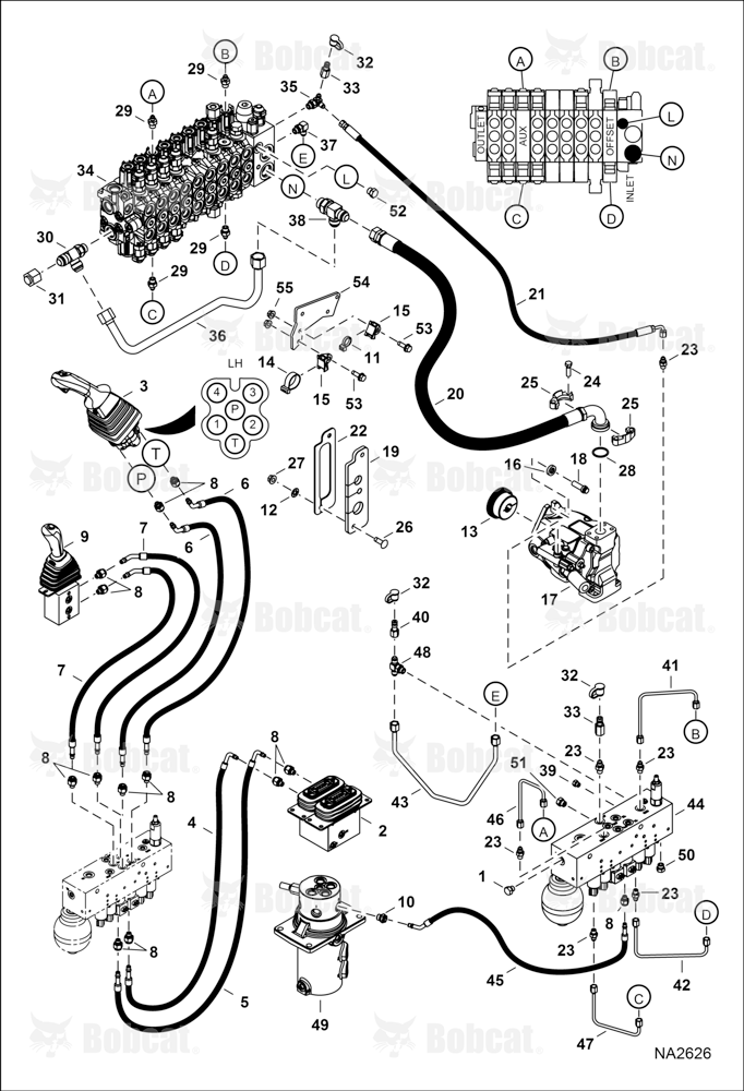 Hydraulic Circuitry (Manifold & Pump) (W/O Angle Blade)