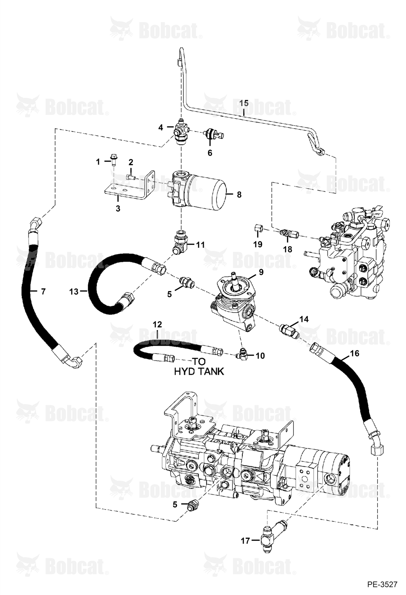 Hydrostatic Circuitry (Cooling Fan)  A3L730001 & Above, A3L830001 & Above