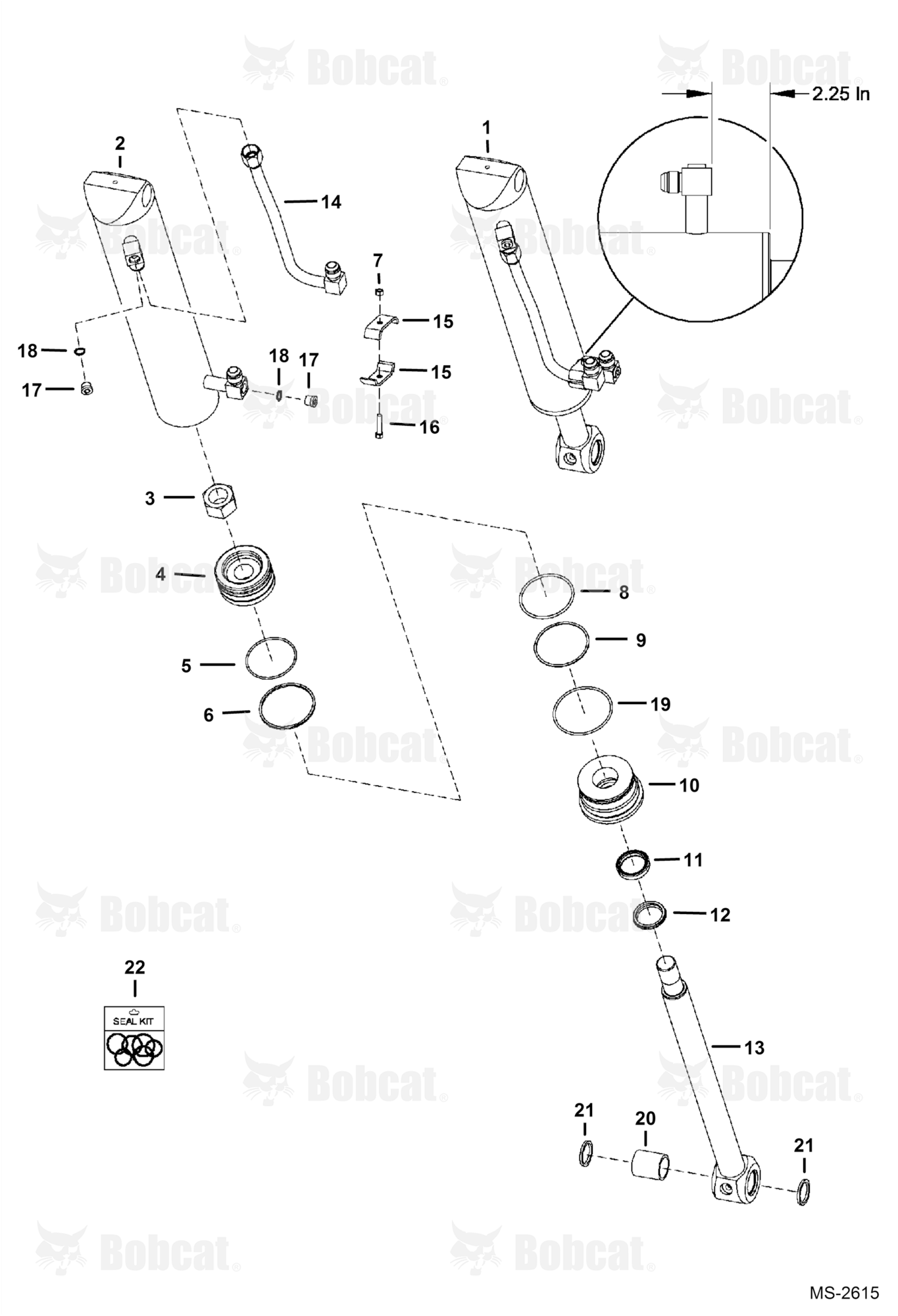 Tilt Cytlinder (Bobcat) (W/Replaceable Tubes)