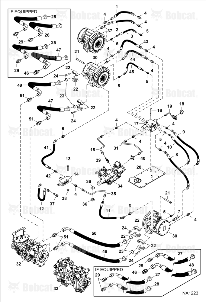 Hydrostatic Circuitry (2-Speed Motor)  A3NT11001 - A3NT14899, A3NU11001 - A3NU12251