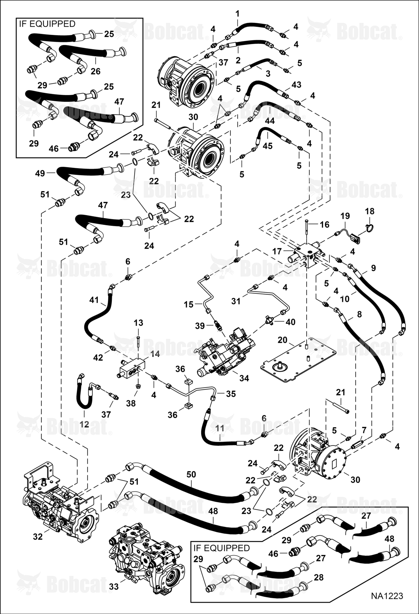 Hydrostatic Circuitry (2-Speed Motor)  A3NT11001 - A3NT14899, A3NU11001 - A3NU12251