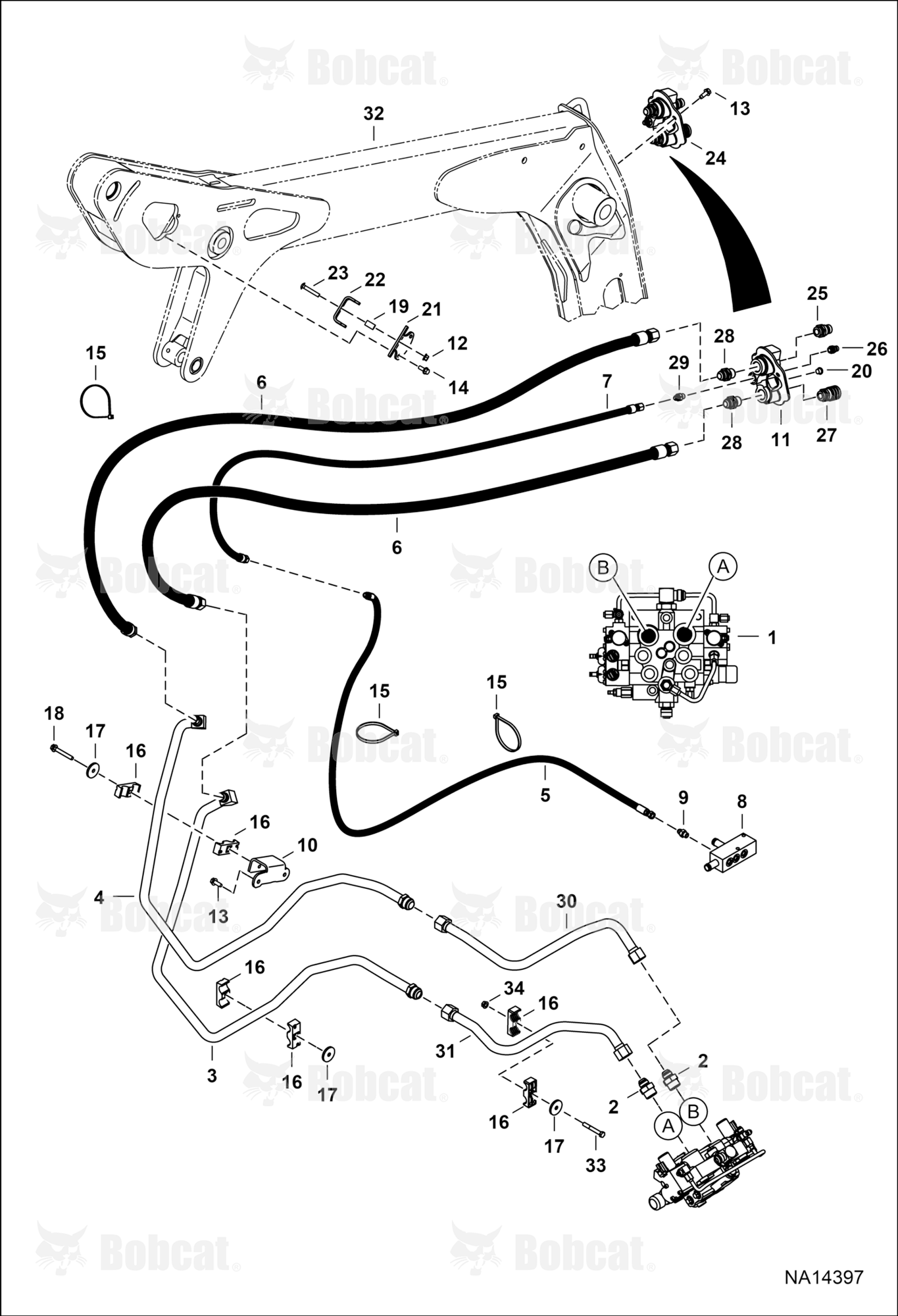 Auxiliary Hydraulics (25,4 mm) (1") OD Tubelines  A3P613226 & Above, A3P713151 & Above
