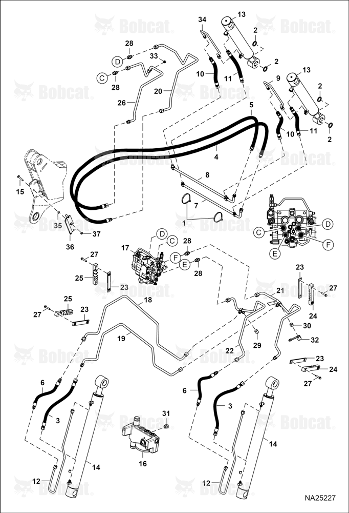 Hydraulic Circuitry (Lift & Tilt)  B56R11001 - B56R11157