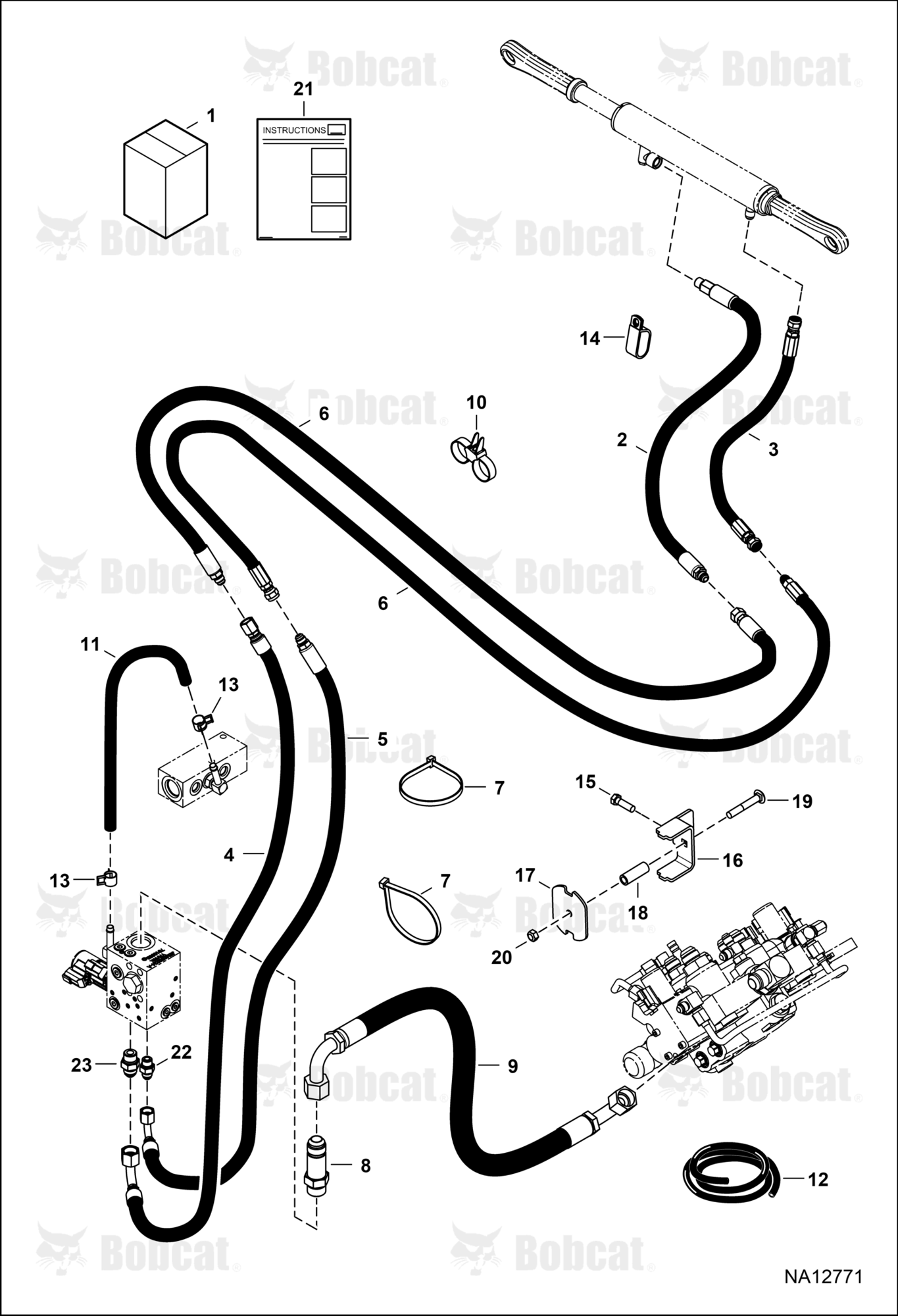 Power BOB-TACH (Plumbing Kit) (Bottom & Side Mounted Cylinder Ports) (Split Cylinder Hoses)