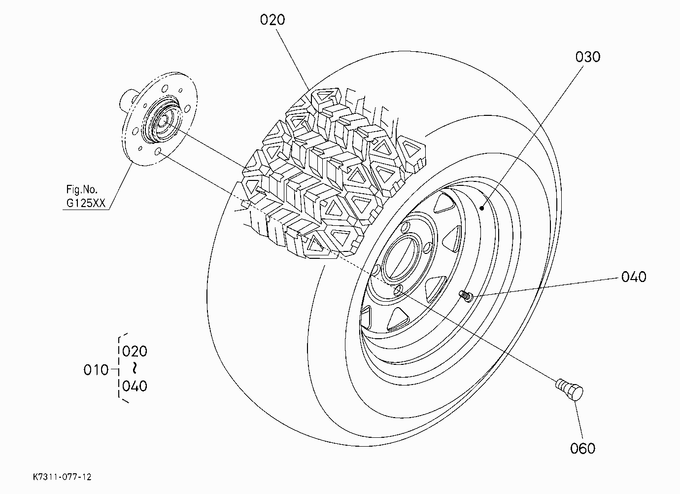 FRONT WHEEL(24*9-12)[RTV500-H/R-H]