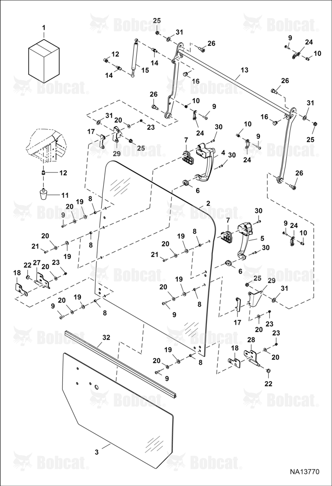 Operator CAB (Front Window) (Frameless) B48411001-B48413726