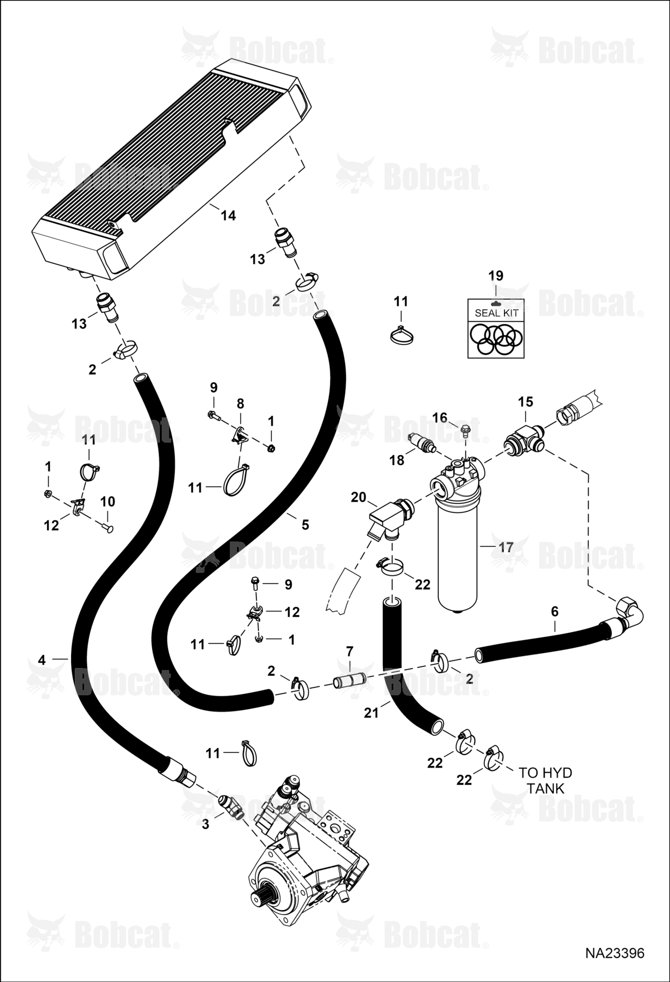 Hydrostatic Circuitry (Oil Cooling & Filtration)  B55611001 & Above