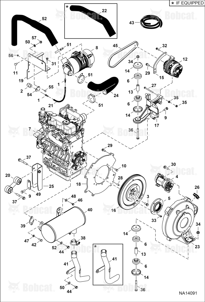 Engine & Attaching Parts (Air Cleaner, Muffler, Engine Mounts) (Blue) (Engine Serial # D1703-B******)