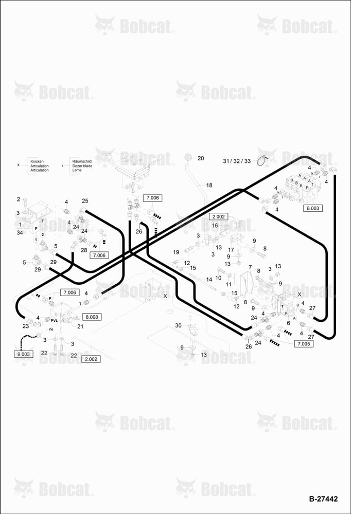 Hydraulic Installation - Pilot Control (Dozer Blade & Articulation) 120000A2842 & Above