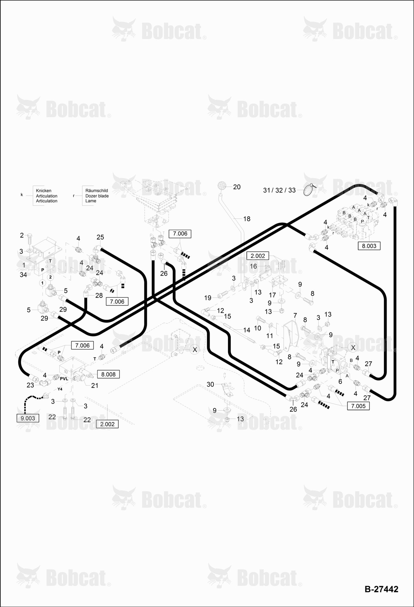 Hydraulic Installation - Pilot Control (Dozer Blade & Articulation)  120000A2842 & Above