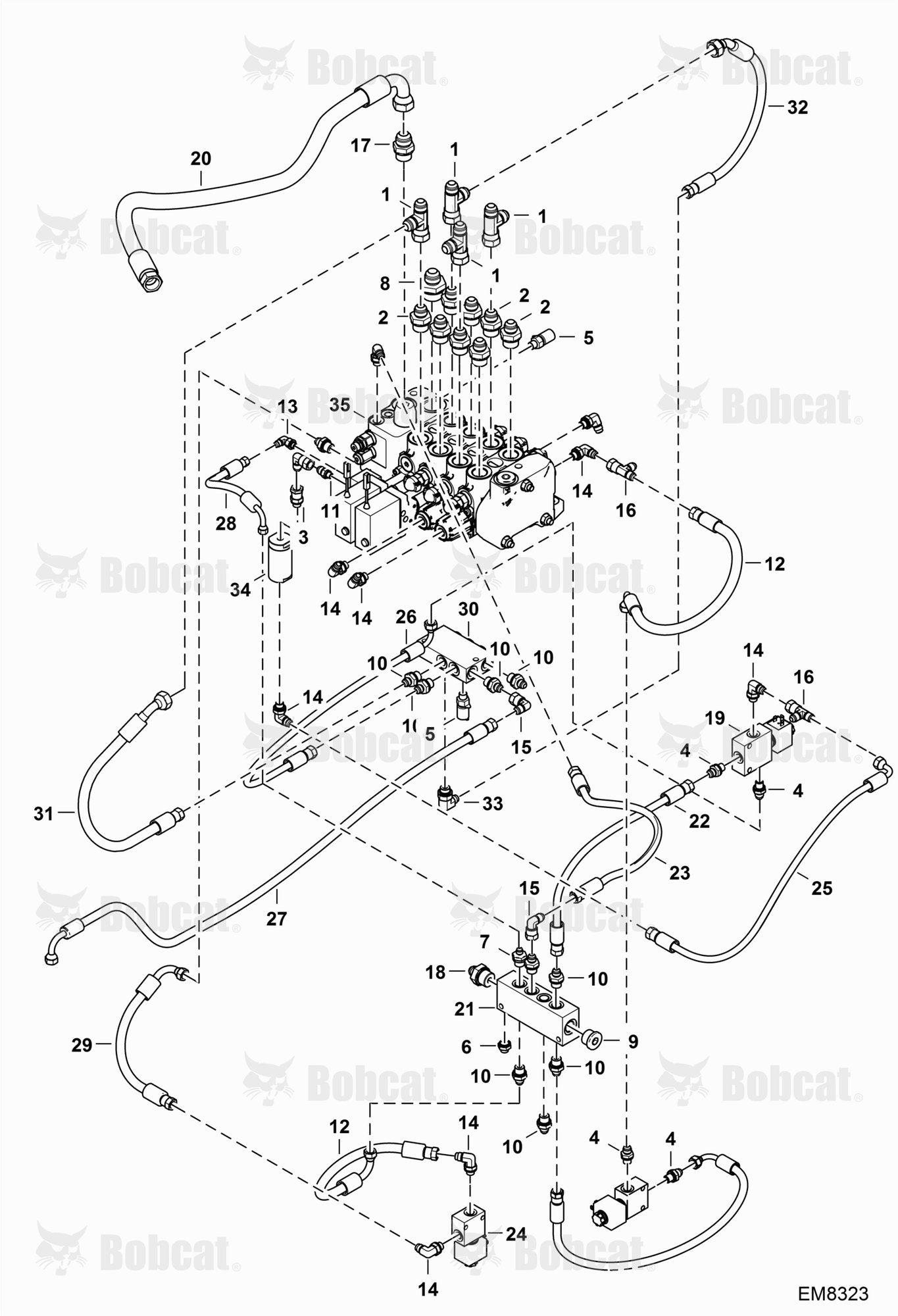 Hydraulic Control Valve Installation  A8HM15000 & Above, A8HN15000 & Above