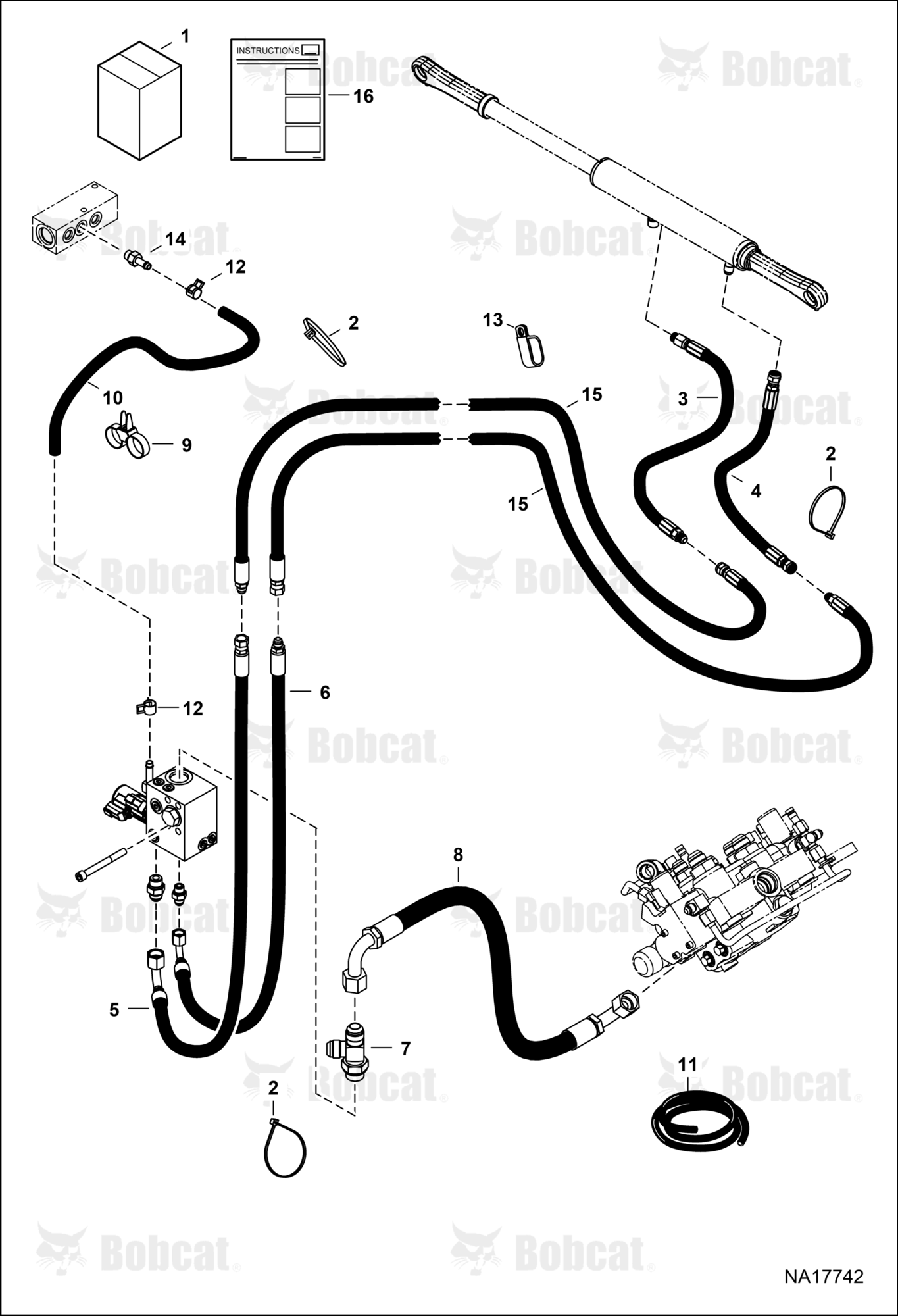 Power BOB-TACH (Plumbing Kit) (Bottom & Side Mounted Cylinder Ports) (Split Cylinder Hoses)