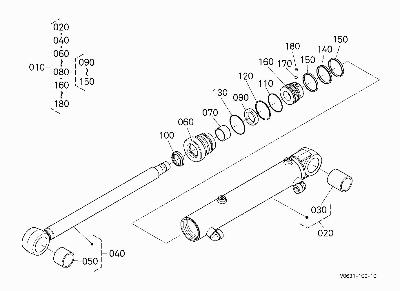 BUCKET CYLINDER (RH) [COMPONENT PARTS]