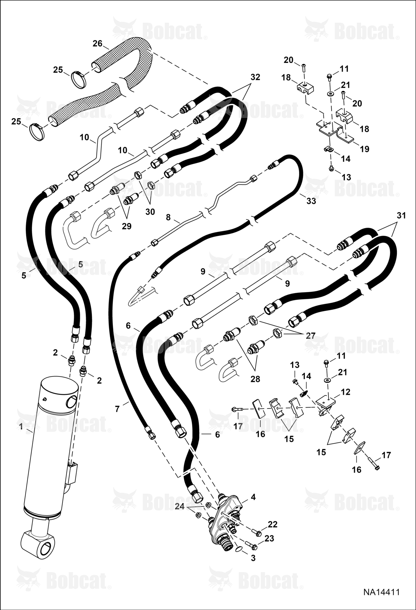 Hydraulic Circuitry (Inner Boom)  B3YD12049 & Above, B3YF12027 & Above, B3Z812034 & Above, B3ZH12030 & Above