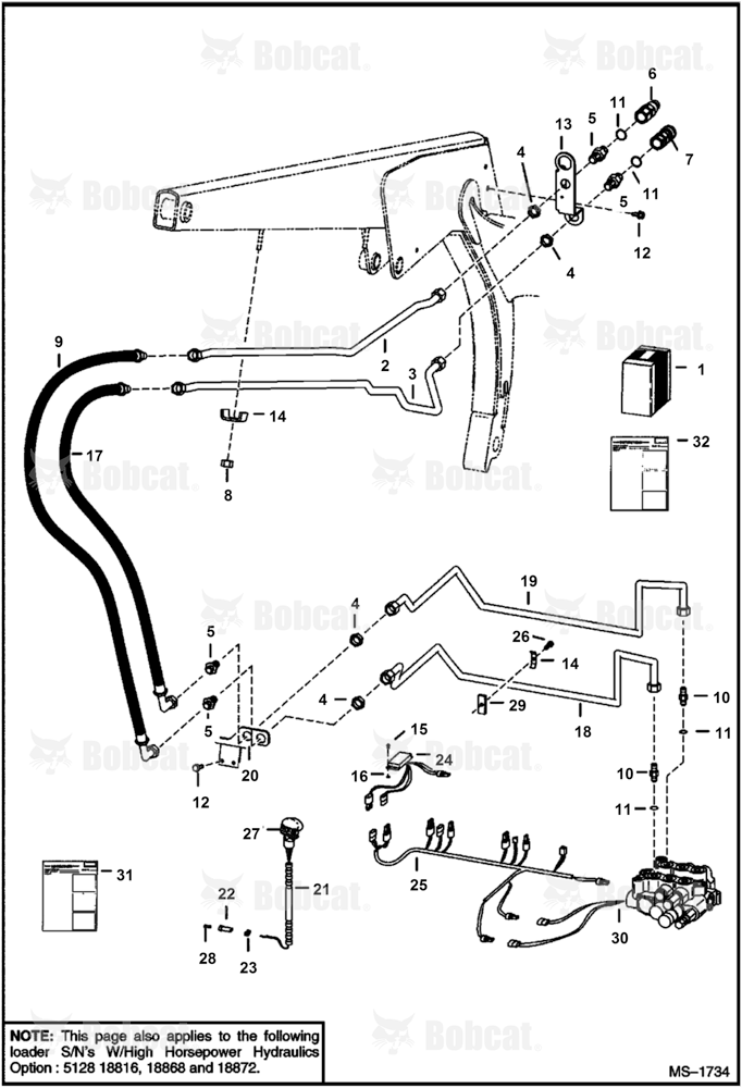 Front Auxiliary Kit (For Proportional Auxiliaries) (W/F.F. Couplers) (SEE NOTE) 512821868 & Above, 508418260 & Above, 509718393 & Above
