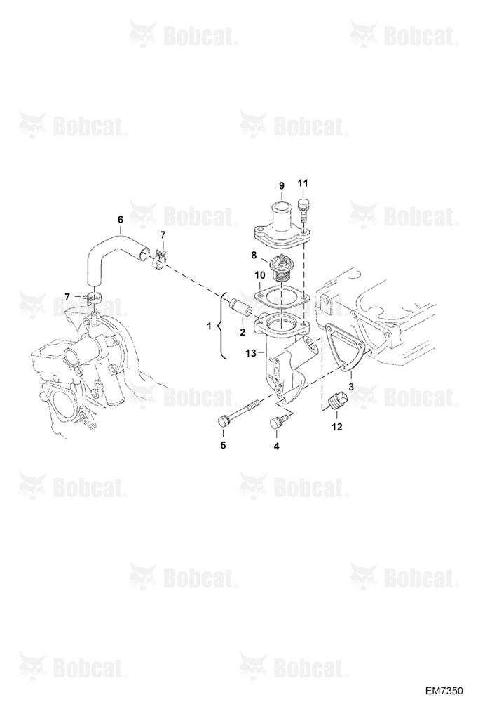 Water Flange and Thermostat