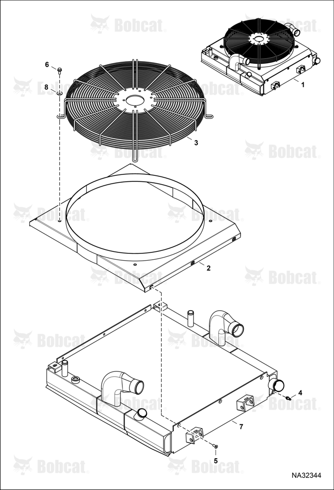 Engine & Attaching Parts (Radiator Water Exchanger)  B3GS20051 & Above