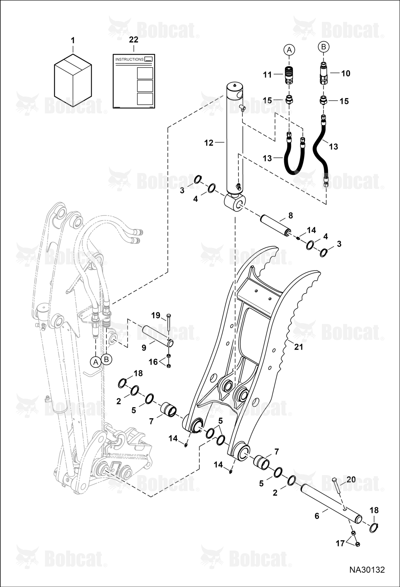 Clamp (Kit) (E48, E55, & E60) (Pin Grabber Coupler) (Aux Connection)
