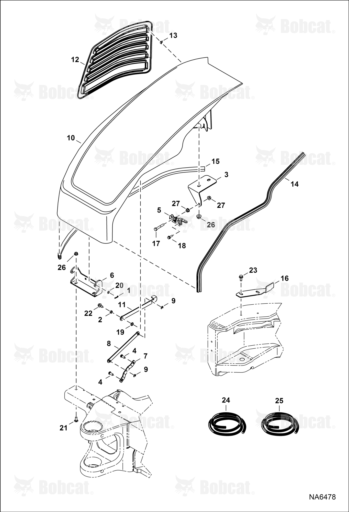 RH Cover (Link Hold Open)  AG3N12422 - AG3N13999, AHHE12501 - AHHE13999