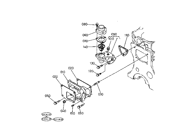 Water Pump Support And Thermostat