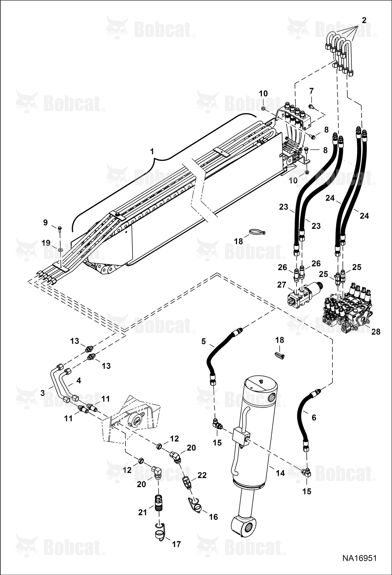 Hydraulic Circuitry (Tilt & Auxiliary)  B41B16001 & Above, B41D16001 & Above