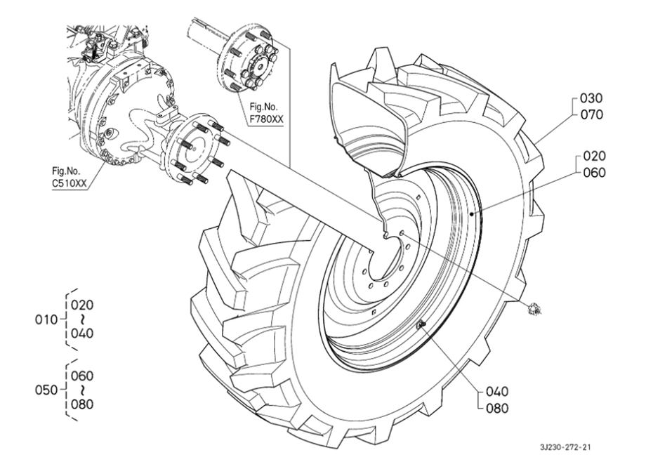 Rear Wheel (460/85R38:8 Hole Rim) [Mitas]