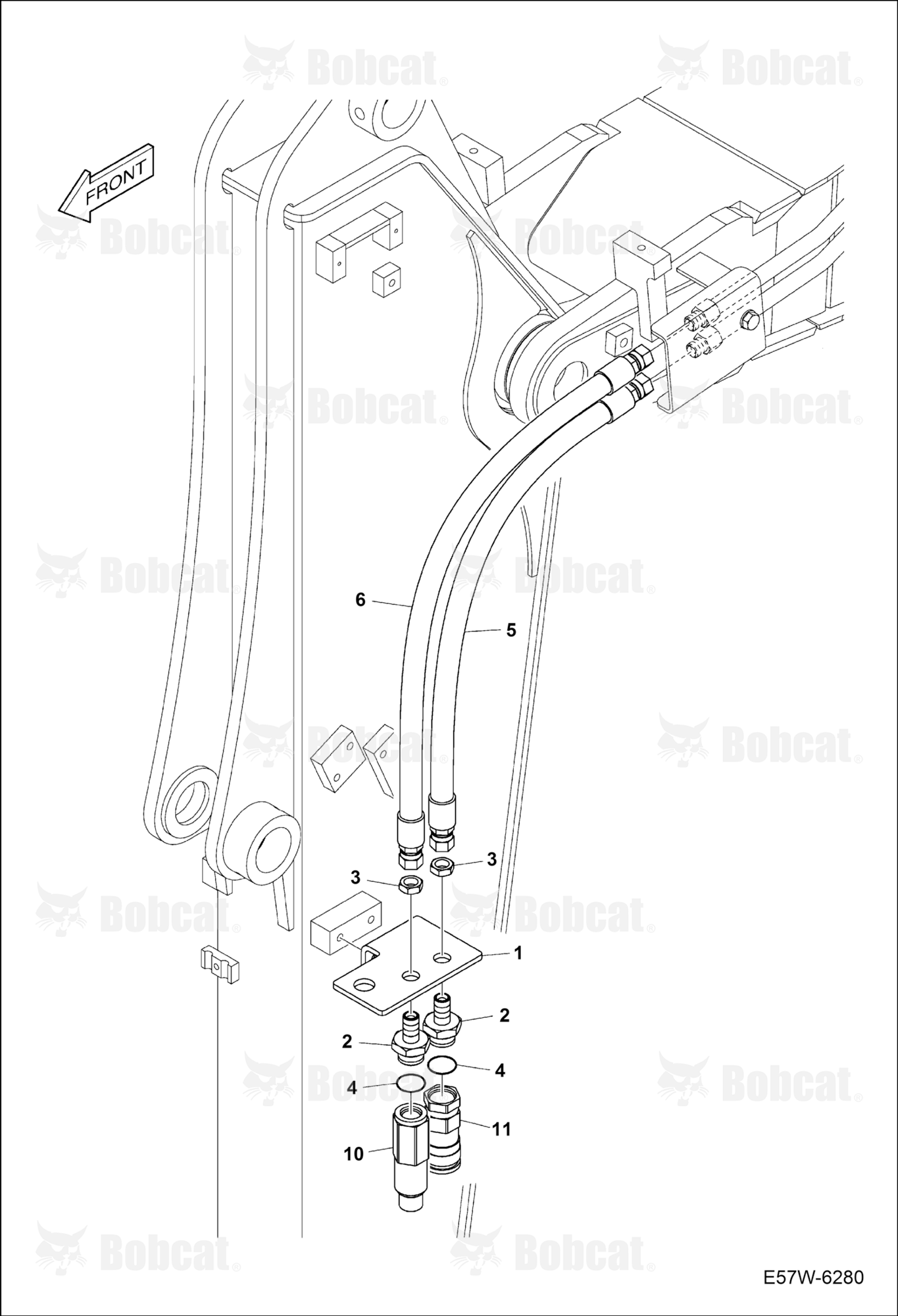 Hydraulic Circuitry (Arm 1,9 m) (Rotating)  B3WU11001 - B3WU11238