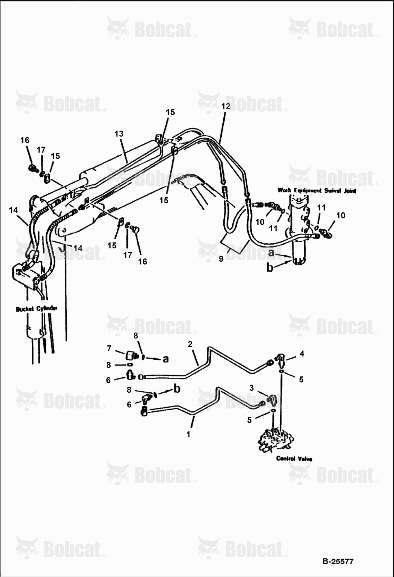 Hydraulic Piping (VALVE TO/FROM Bucket CYLINDER) (W/ATTACHMENT PIPING)