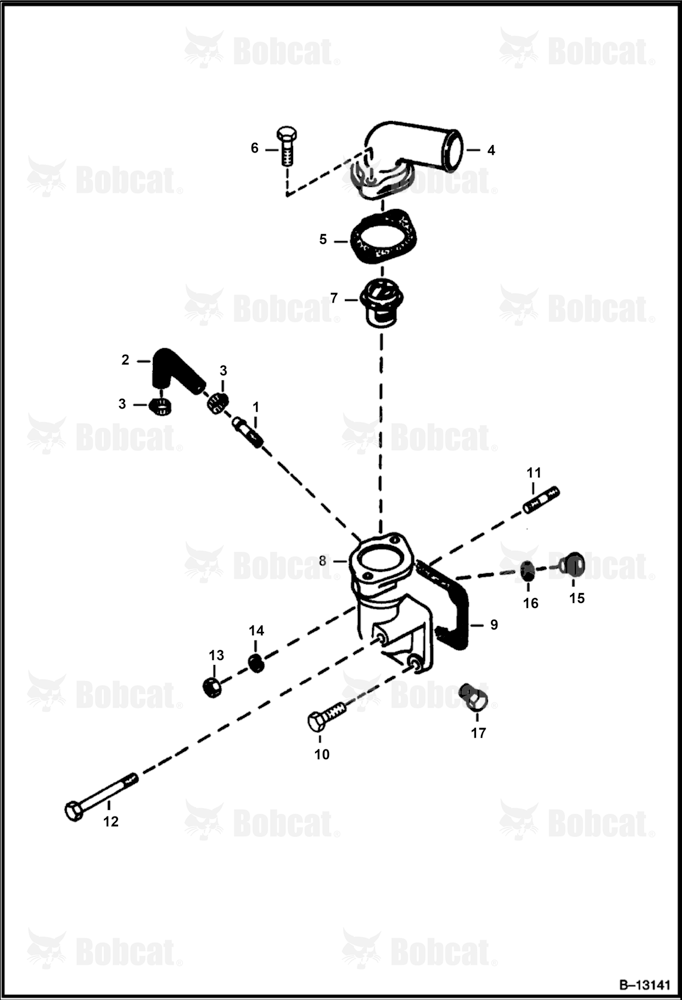 Water Flange & Thermostat (Kubota - V2203)