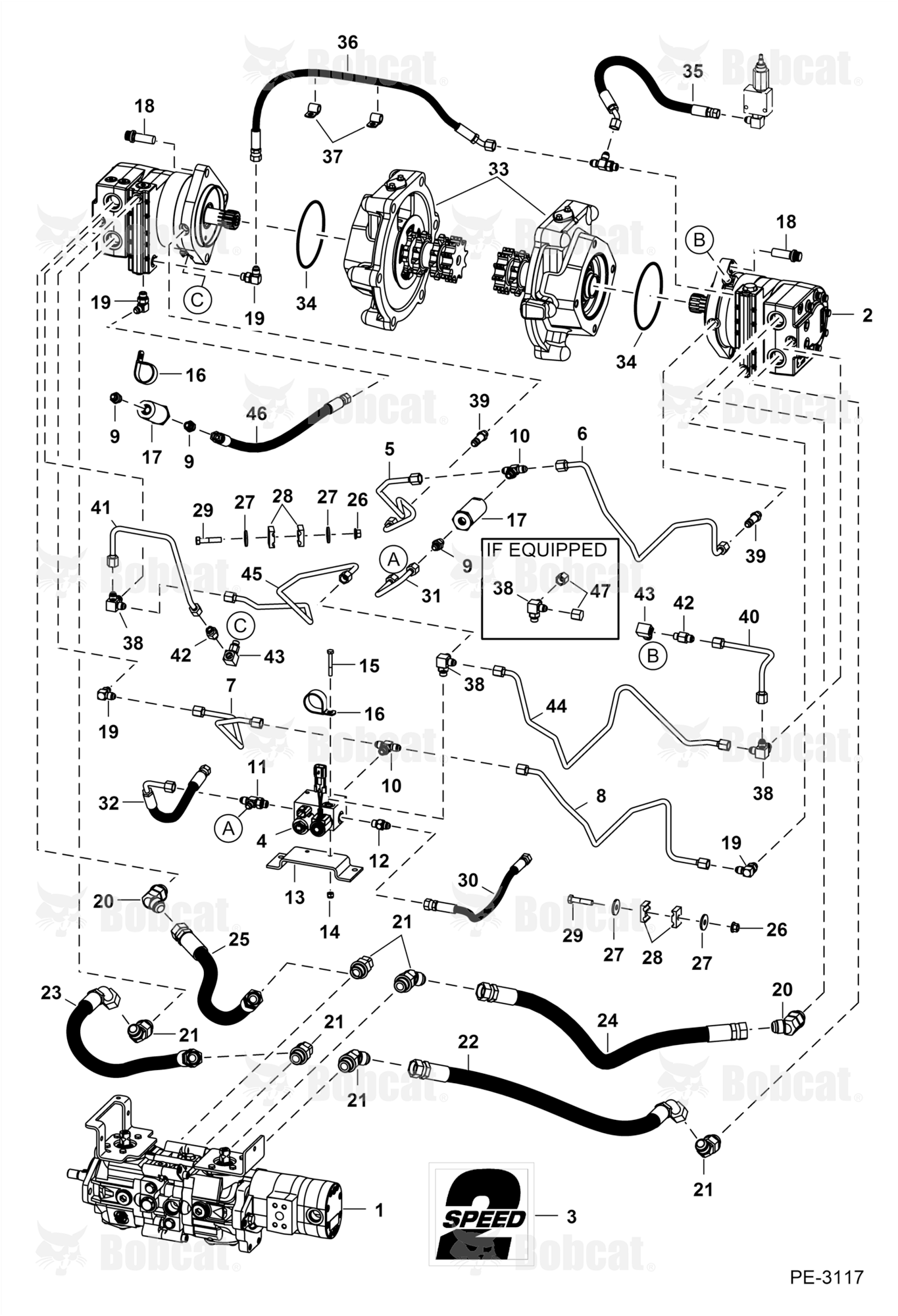 Hydrostatic Circuitry (2-Speed Motor)