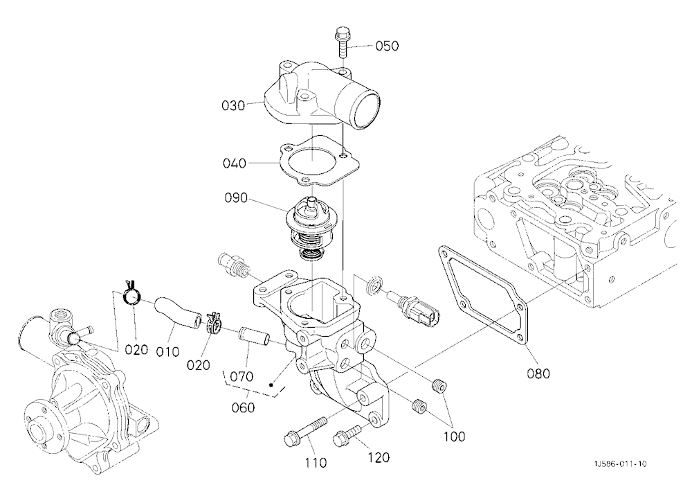 Water Flange And Thermostat