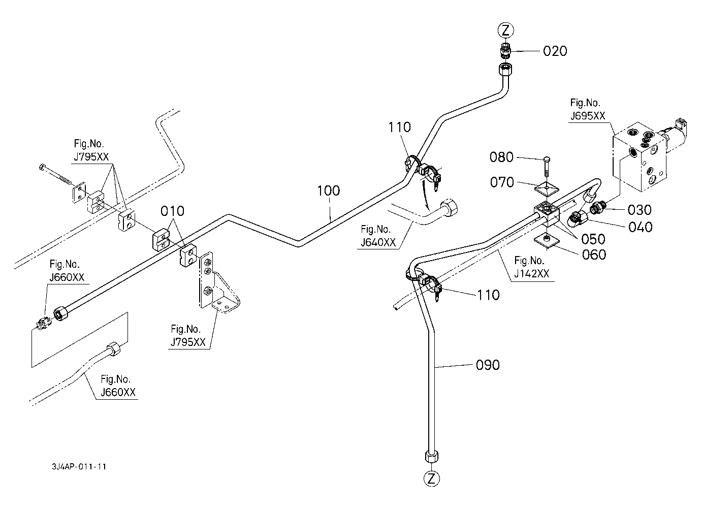 Hydraulic Oil Line (Front Axle Delivery Pipe/Rear)