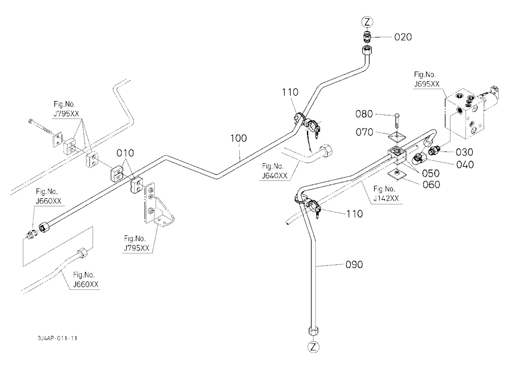 Hydraulic Oil Line (Front Axle Delivery Pipe/Rear)