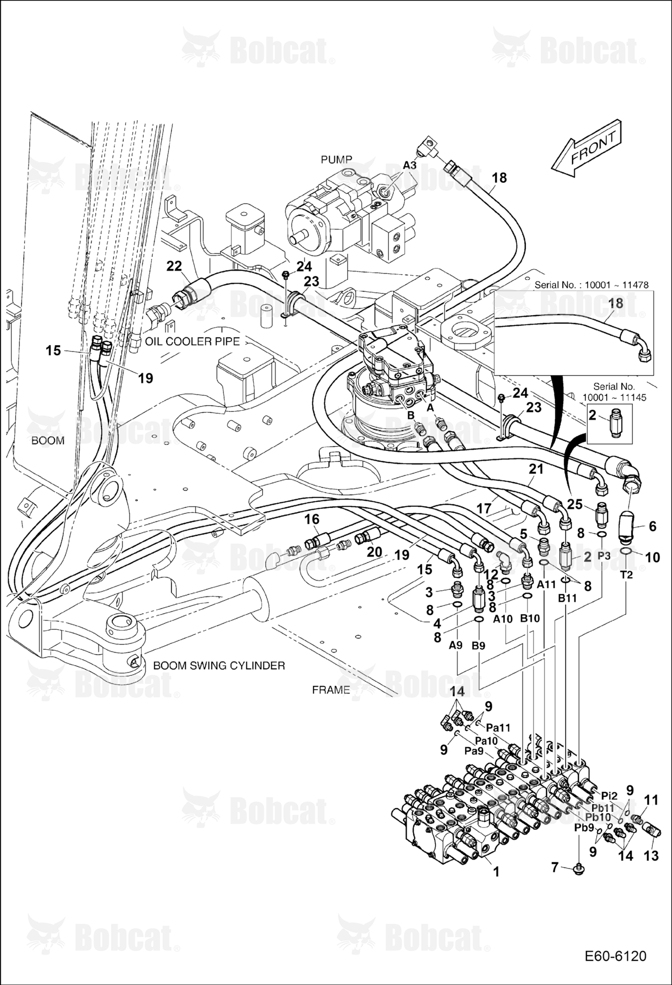 Hydraulic Circuitry (Upper/Slew) (W/ 2nd Auxiliary/Rotation) AET811001 - AET811320, AGSZ11001 - AGSZ11320