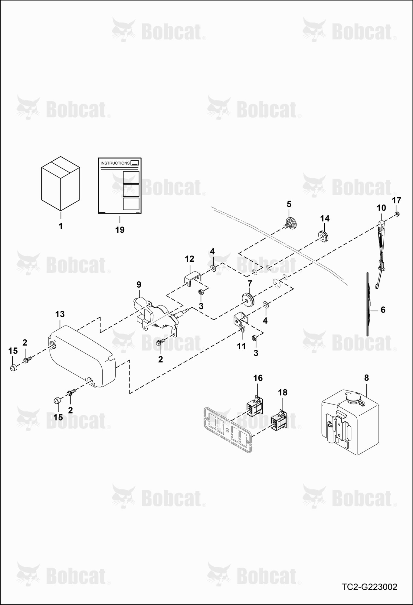 Rear Wiper Kit (Cab) (Optional)