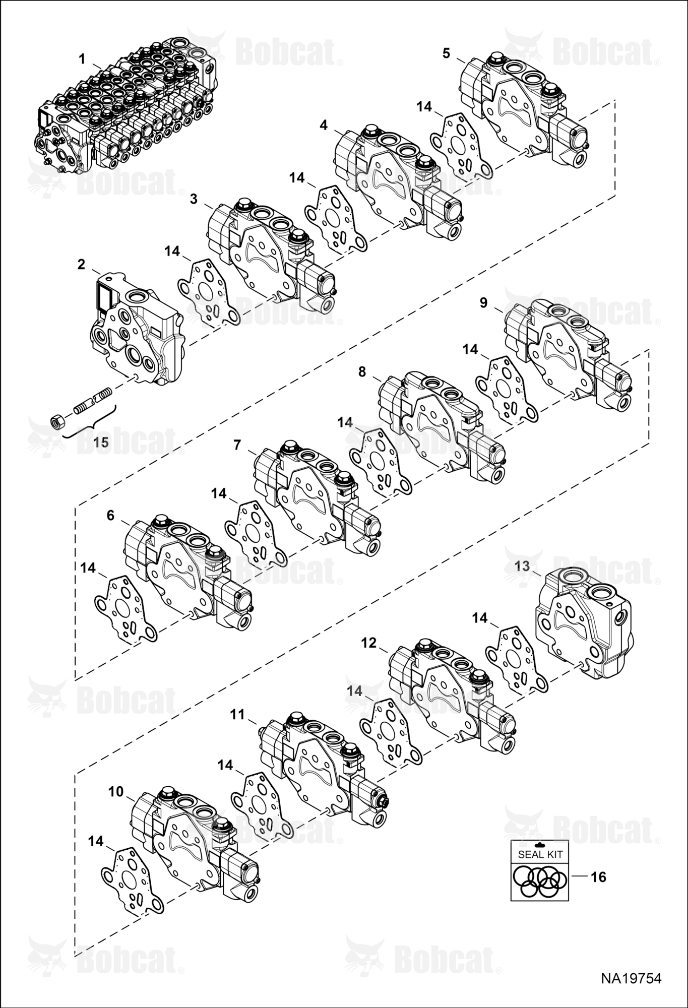 Hydraulic Control Valve (10 Section Assembly) (W/Angle Blade)