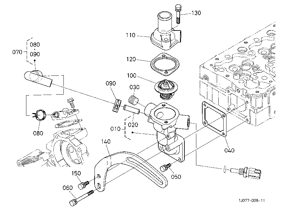 Water Flange And Thermostat