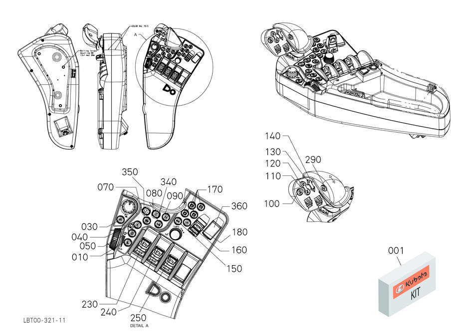Armrest P2, L/Loader - 3 and 5 Section