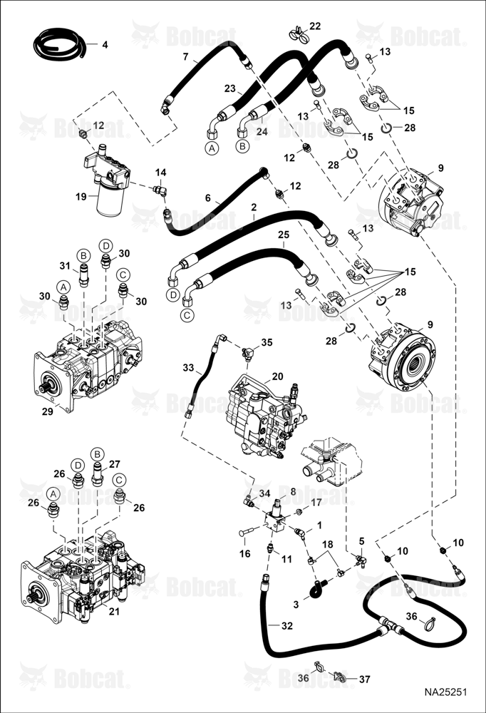 Hydrostatic Circuitry (2-Speed Motor)